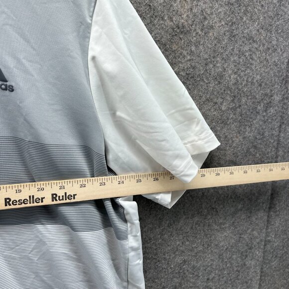 Adidas Polo Shirt Mens 2XL Gray Performance Stretch Golf Golfer Athletic Logo - Picture 7 of 11